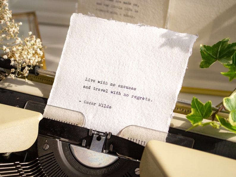 Custom typewriter print on handmade cotton paper custom poem personalised hand typed quote custom inspirational quote poem song vows image 4