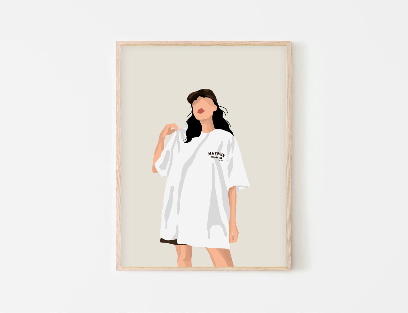 Girl Oversized T-shirt Illustration Poster INSTANT Digital Wall Art ...