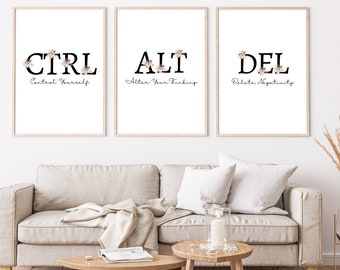 Ctrl Alt Delete Sign, Ctrl Yourself Alt Thinking Del Negativity, Positive Thinking Sign, Instant Digital Print
