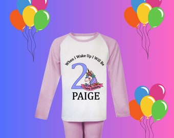 Personalised Childrens Unicorn When I Wake Up/ Pyjamas any wording /custom kids pjs/personalised pjs/football pjs /childrens birthday pjs