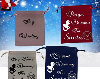 Personalised Santa's Magic Pouch: Adorable Bag for Baby's Dummy – The Perfect Keepsake for Christmas Eve!"