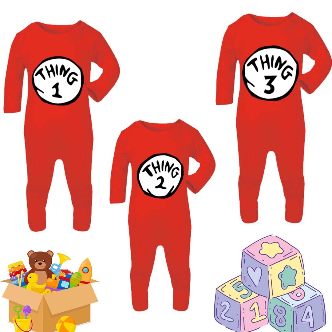 Thing 1, Thing 2, Thing 3 Personalised Baby Grows/sleepsuits / Dr Seus / Cat N the Hat / Etsy