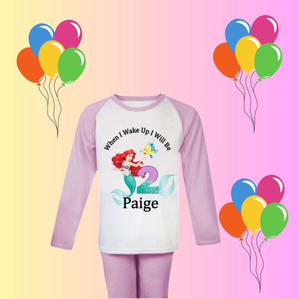 Personalised Childrens Ariel When I Wake Up/ Pyjamas any wording /custom kids pjs/personalised pjs/football pjs /childrens birthday pjs