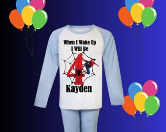 Personalised Childrens Spider Man When I Wake Up/ Pyjamas any wording /custom kids pjs/personalised pjs/football pjs /childrens birthday pjs