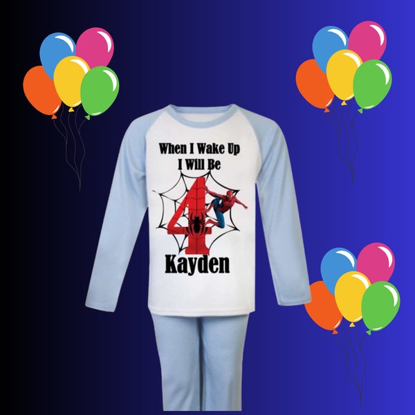 Personalised Childrens Spider Man When I Wake Up/ Pyjamas any wording /custom kids pjs/personalised pjs/football pjs /childrens birthday pjs