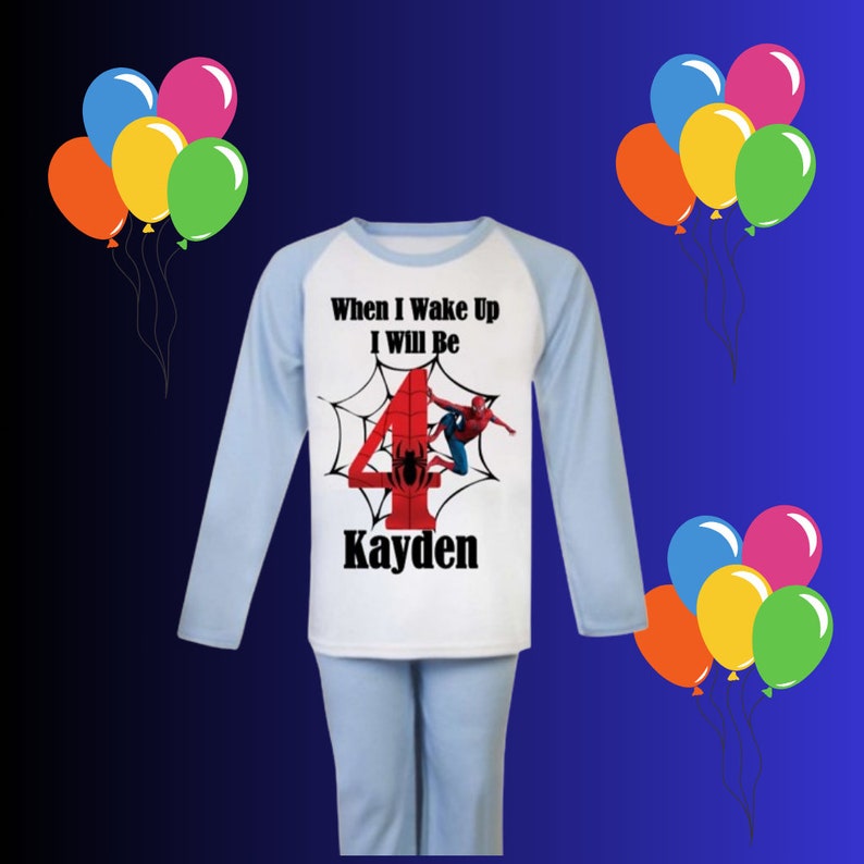 Personalised Childrens Spider Man When I Wake Up/ Pyjamas any wording /custom kids pjs/personalised pjs/football pjs /childrens birthday pjs image 1