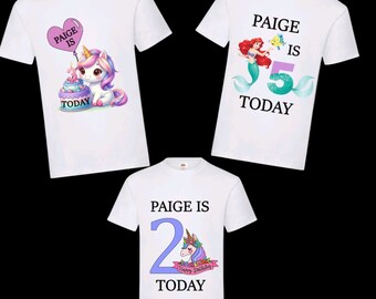 Personalised Childrens Birthday T-shirts/ any age any wording / logo on these /personalised t-shirts  /childrens birthday pjs