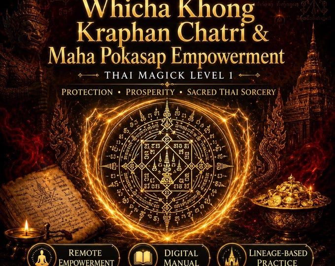 Wicha Kong Grapan Chatri and Maha Pokasap Empowerment -  Thai Magick Level 1: Sacred Invincibility Wealth Mastery Ritual initiation & manual