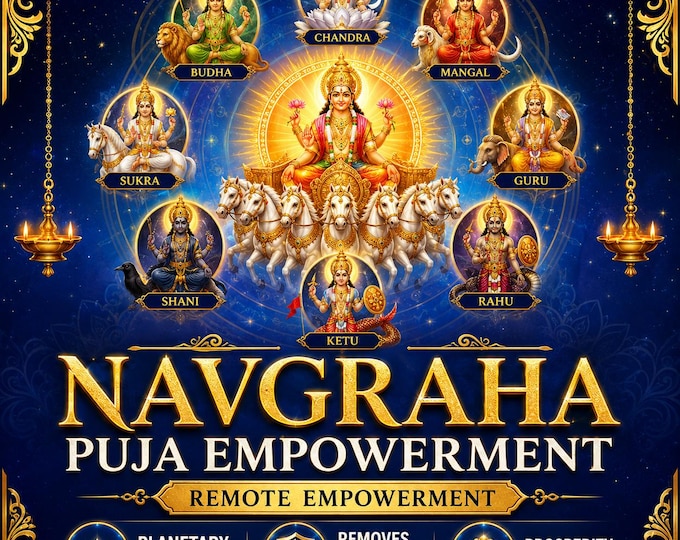 Navagraha Puja Empowerment – Vedic Nine Planets Attunement  Graha Shanti Distant Initiation, Planetary Protection & Prosperity, PDF included
