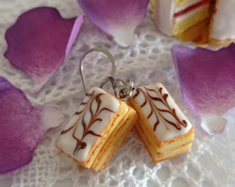 Polymer clay millefeuille dangling earrings