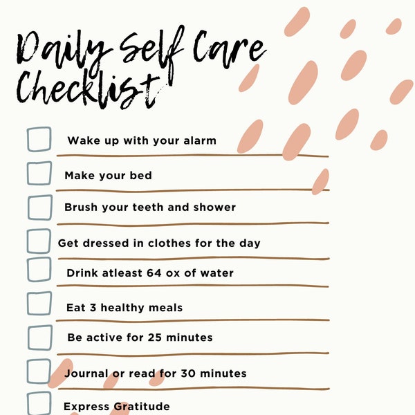 Self Care Checklist | Self Care Tracker | Daily Self Care Tracker | Weekly Self Care Tracker  | Canva Template | Customizable