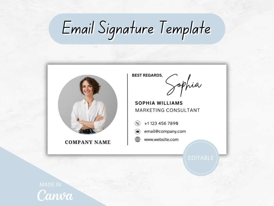 Email Signature Template With Logo & Photo Editable Canva - Etsy Australia
