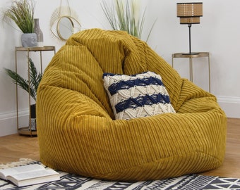 Jumbo Corduroy Bean Bag Chair, Handmade in the UK, Beans Included, Adult & Kids Sizes Available