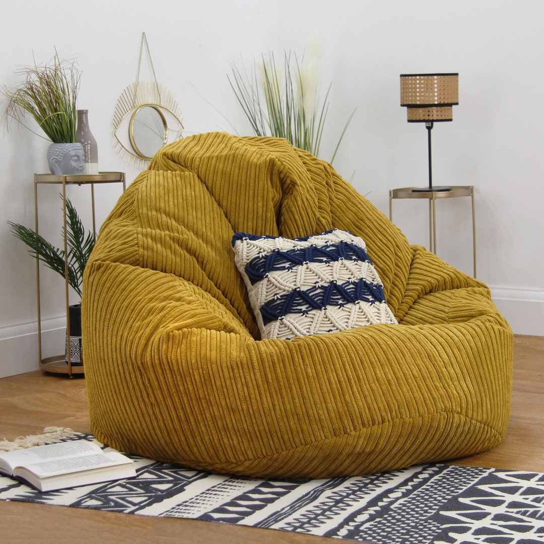 Jumbo Corduroy Bean Bag Chair, Handmade in the UK, Beans Included, Adult & Kids Sizes Available