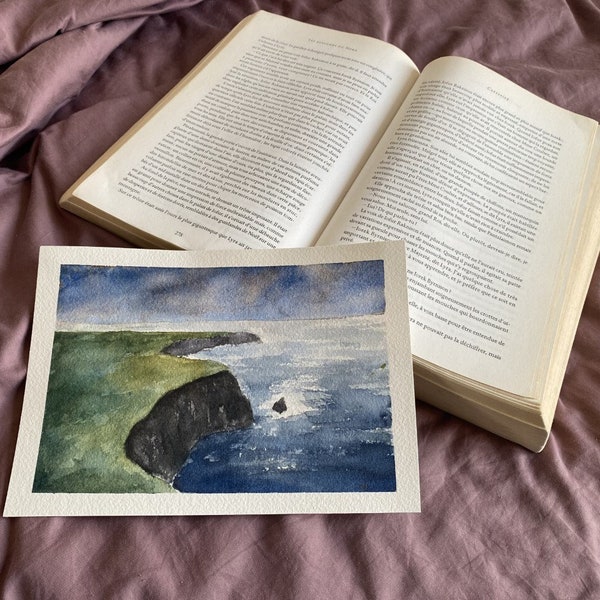 Peinture de paysage marin expressif à l'aquarelle format A5
