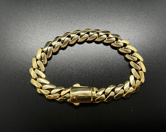 14K Real Gold  Miami Cuban Chain Bracelet, Miami Cuban Bracelet, 10mm Heavy Cuban Link , Gift for Men and Women