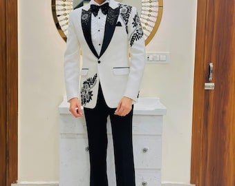 Mens Groom Special Most Designer Luxury Handcrafted Tuxedo Suit Wedding & Reception Wear by Faisaloutfits