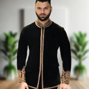 Handcrafted Royal Jodhpuri Suit: Men&#39;s Bandhgala, Groom&#39;s Wedding Attire