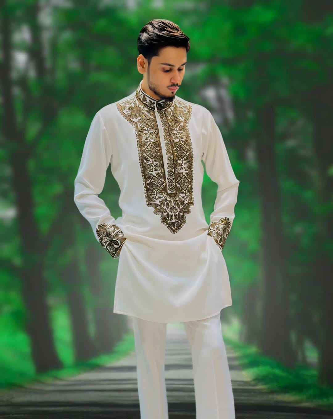Men's Luxury Embroidered Kurta Pajama Set: Faisal Outfits