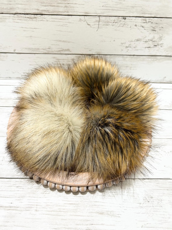 Ferret Faux Fur Pom Pom: Beanie Topper With Snap or Button  display picture 3
