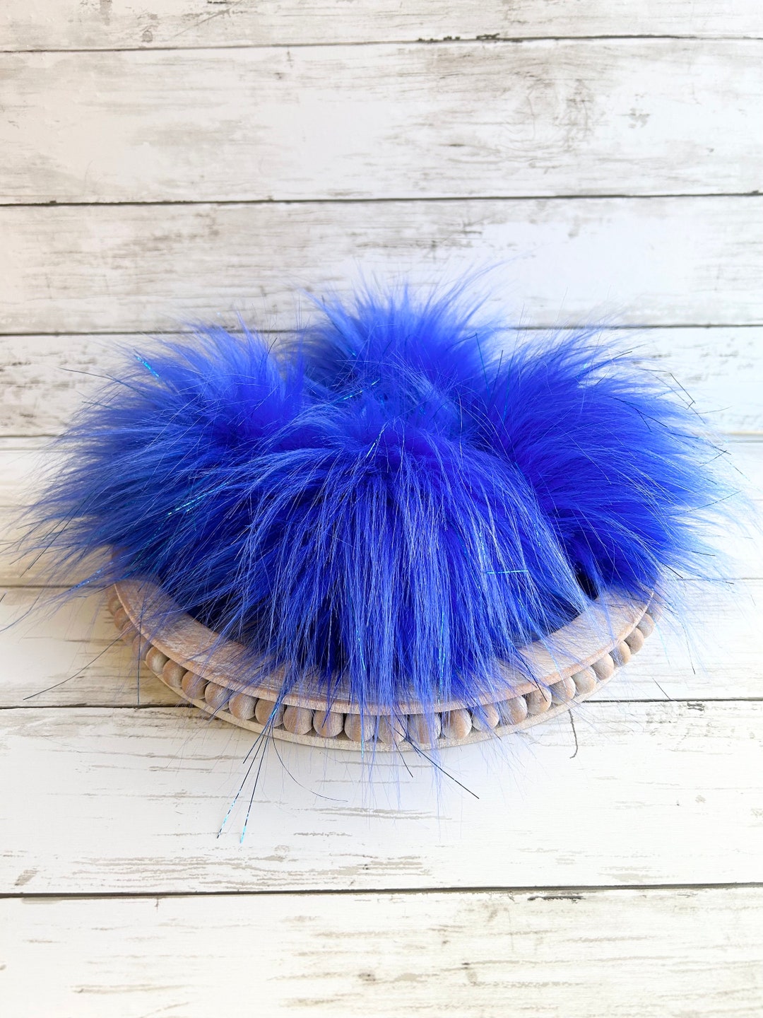 Cobalt Pom, Faux Fur Pom Poms, Faux Fur, Beanie Toppers, Fake Fur Pom