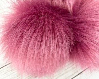 Dusty Rose Pom, Faux Fur Pom Poms, Faux Fur, Beanie Toppers, Fake Fur Pom, Pom Poms, Faux Fur Pom Poms for Hats, Luxury Faus Fur Pom