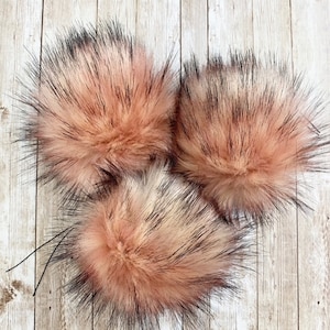 Apollo Wolf Pink Pom, Faux Fur Pom Poms, Faux Fur, Beanie Toppers, Fake Fur Pom, Pom Poms, Faux Fur Pom Poms for Hats, Luxury Faus Fur Pom