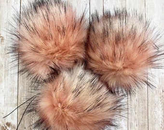 Apollo Wolf Pink Pom, Faux Fur Pom Poms, Faux Fur, Beanie Toppers, Fake Fur Pom, Pom Poms, Faux Fur Pom Poms for Hats, Luxury Faus Fur Pom