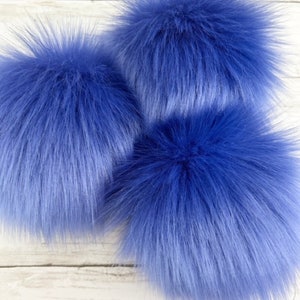 Periwinkle Blue Faux Fur Pom Pom: Beanie Topper