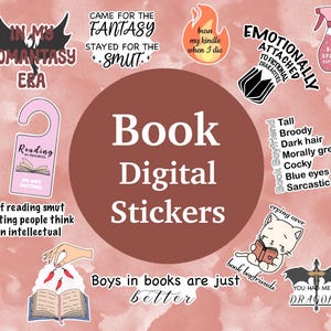 Pegatinas de libros divertidos, pegatinas PNG, pegatinas de libros, pegatinas de diario de libros digitales, pegatinas de Kindle, pegatinas de Romantasy, descargables