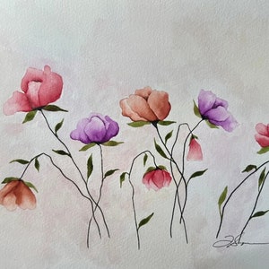 Original Hand Painted Watercolor Botanicals 9x12.