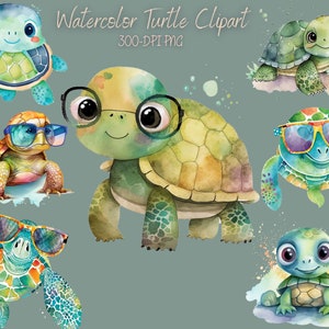 Imágenes prediseñadas de tortugas de acuarela, imágenes prediseñadas de tortugas marinas, descarga digital PNG, reserva de chatarra, marcado de tarjetas, elaboración