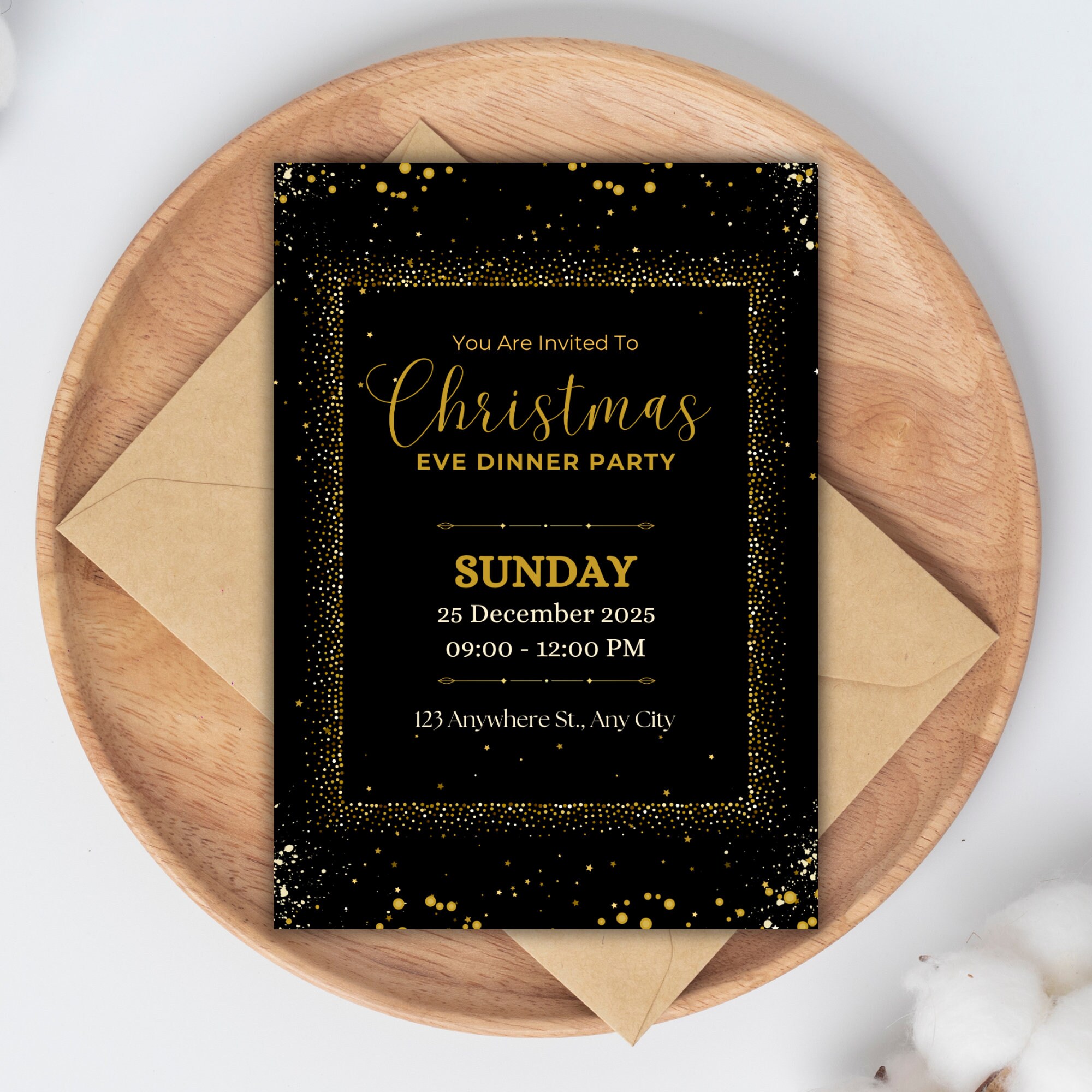 Black Christmas Party Invitation Video, Christmas Party Printable ...