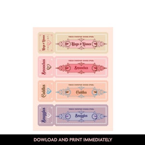 Cupones imprimibles de Vintage Love en PDF: Estos cupones te dan la excusa perfecta para abrazar, besar, acurrucarte o acurrucarte. Día de la Madre.