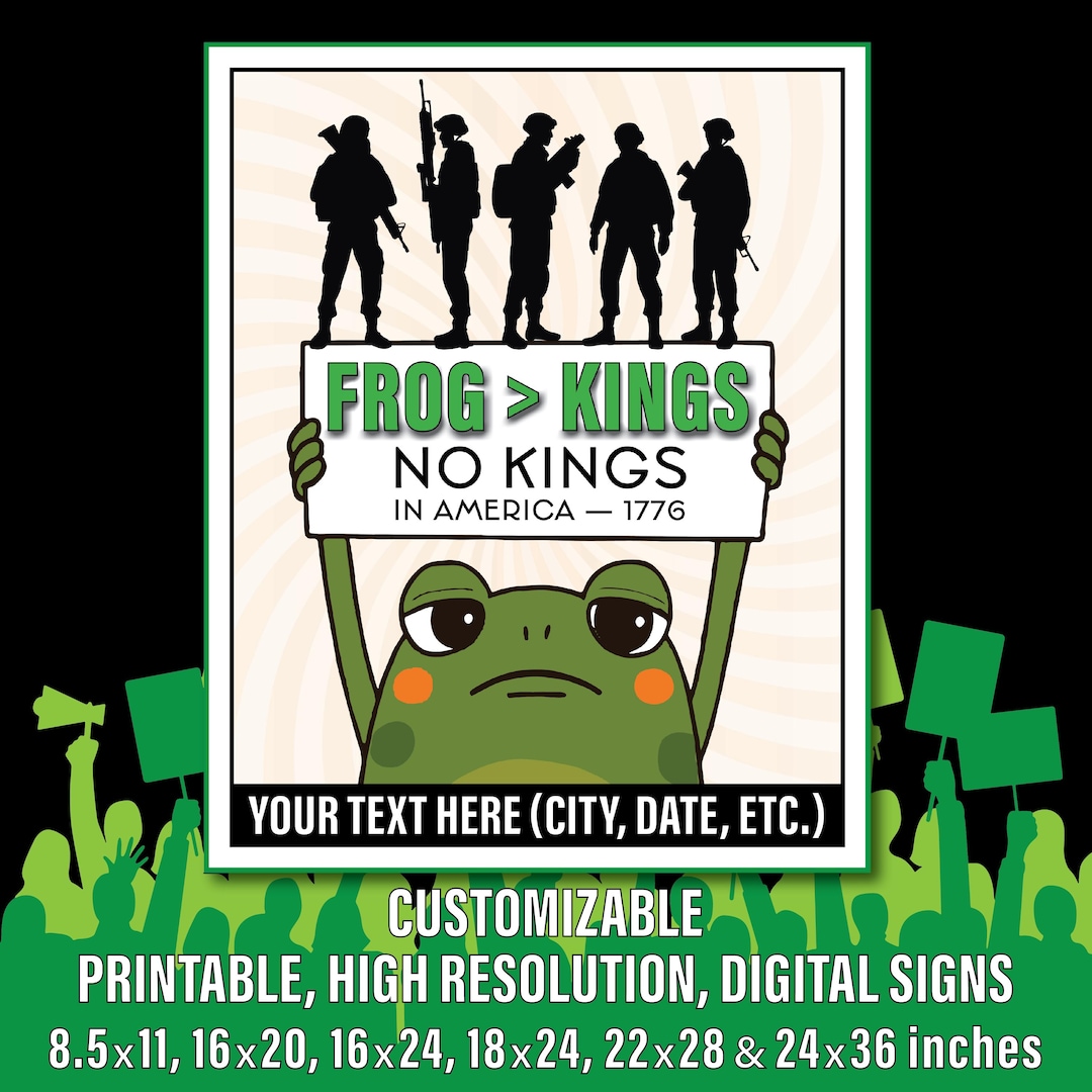 CUSTOM Frog Protest Sign, Free PDX, No Kings Digital Protest Sign, 8.5 ...