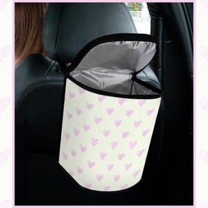 Big Polka Dot Black White Car Trash Can With Lid Leak Proof Car Trash Bag Waterproof Car Garbage Can, Multipurpose Trash Bin Hanging For Minivan SUV Truck