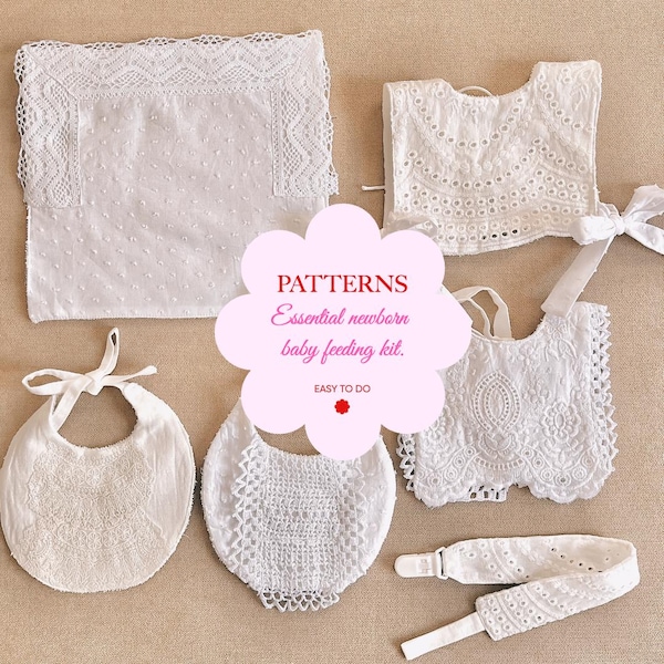 Newborn Baby Pattern Kit. Bibs, bibs, and pacifier clip. Sewing pattern. DIY pattern.