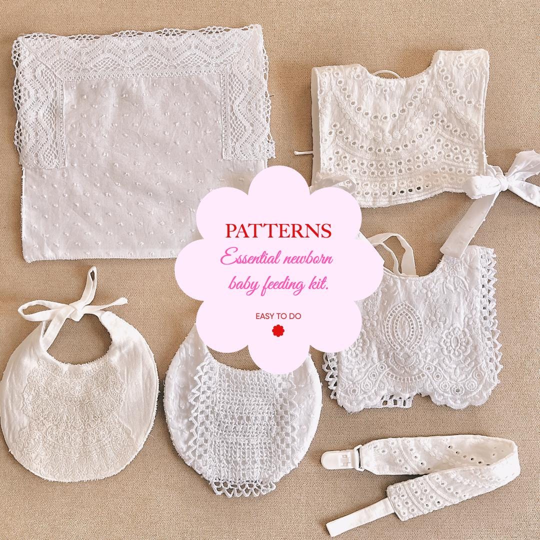 Newborn Baby Pattern Kit. Bibs, bibs, and pacifier clip. Sewing pattern. DIY pattern.