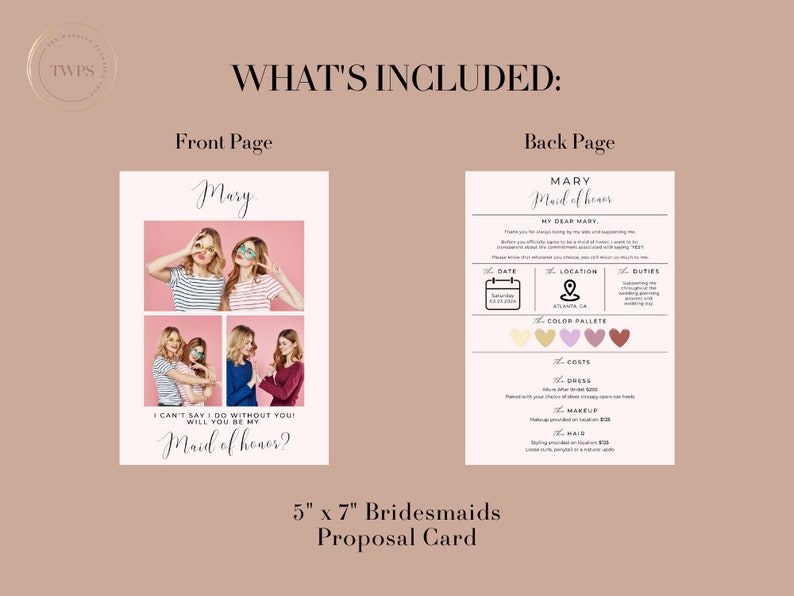 Custom Bridesmaid Proposal Card Template in Canva - Create Lasting ...