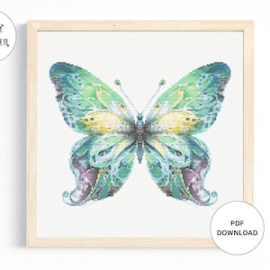 Pastel Tones Butterfly 1 Cross Stitch Pattern PDF, Instant Download Cross Stitch Butterfly Cross Stitch Animal Insect Bug Watercolor Chart