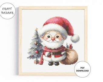 Patrón Punto de Cruz Santa Navidad, Descarga Instantánea Punto de Cruz Descarga Digital PDF Punto de Cruz Papá Noel