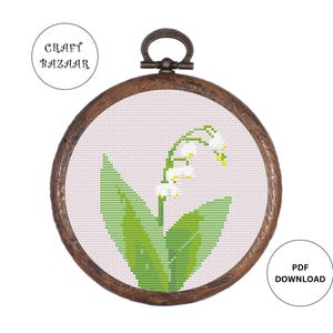 Simple Lily of the Valley Cross Stitch Pattern Flower, Instant Download Cross Stitch Digital Download PDF Cross Stitch Floral Easy Beginner