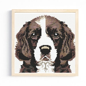 Spaniel Porträt Kreuzstich Muster Tier, Sofort Download Kreuzstich Digitaler Download PDF Hund Kreuzstich Tier