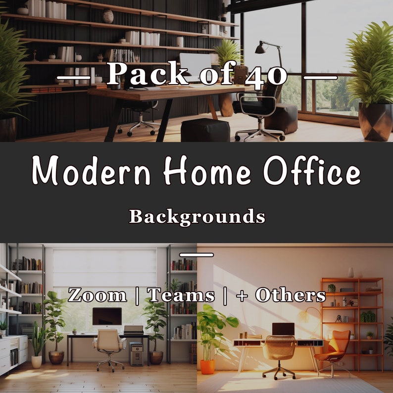 Modern Home Office Virtual Background Bundle 40 Zoom Backdrops for