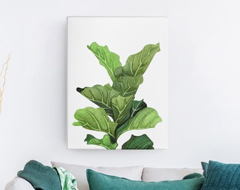 Fiddle Fig Leaf Digital print, Fiddle fig leaf wall art, Ficus Lyrata Art print, Fiddle fig Ficus wall print file