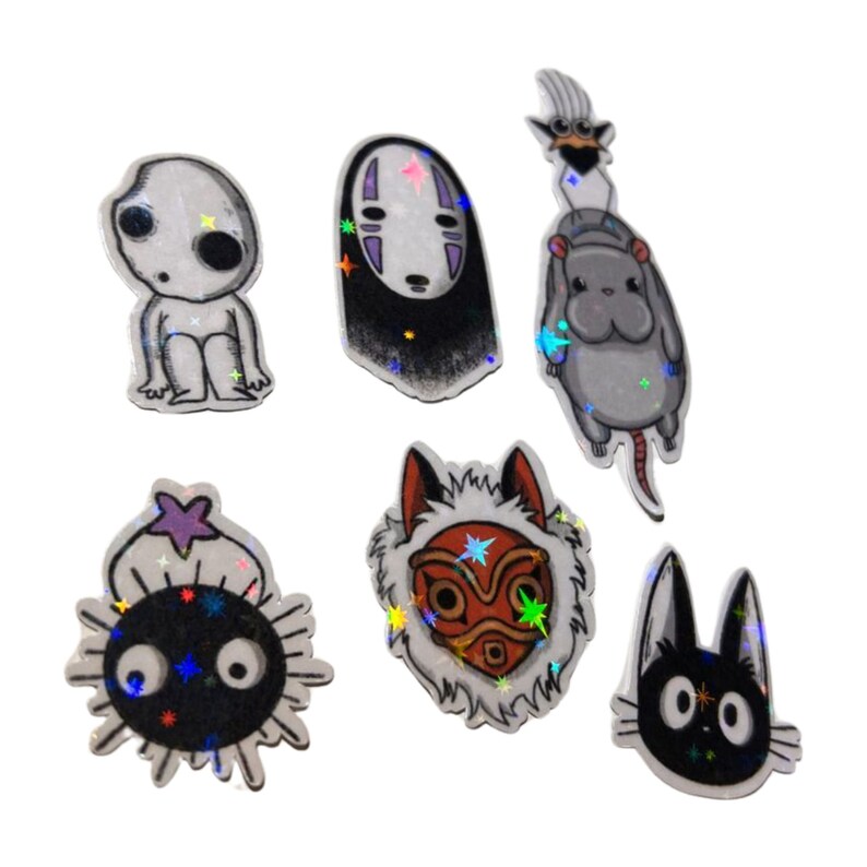 Pack of Studio Ghibli Stickers, Glitter Stickers, Ghibli Adhesive