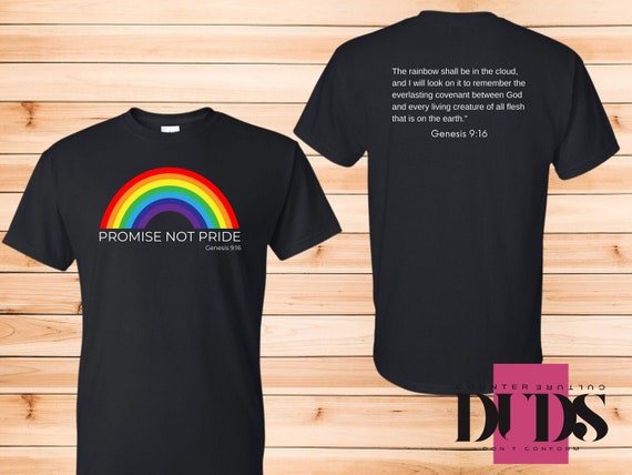 Promise Not Pride Rainbow T-Shirt, Christian Apparel Gift, Gods Promise Men Tshirt, Bible Verse Clothing,  Faith Based Women Cotton Shirt