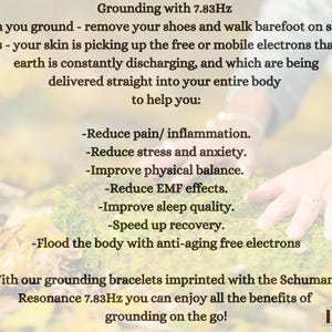 7.83Hz Women Grounding Bracelet, Schumann Resonance Imprinted Bangle, Stress Relief Stainless Steel Band, Anti Inflammation Jewelry image 3