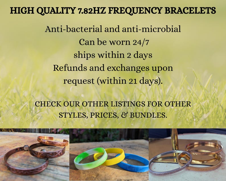 7.83Hz Women Grounding Bracelet, Schumann Resonance Imprinted Bangle, Stress Relief Stainless Steel Band, Anti Inflammation Jewelry image 9
