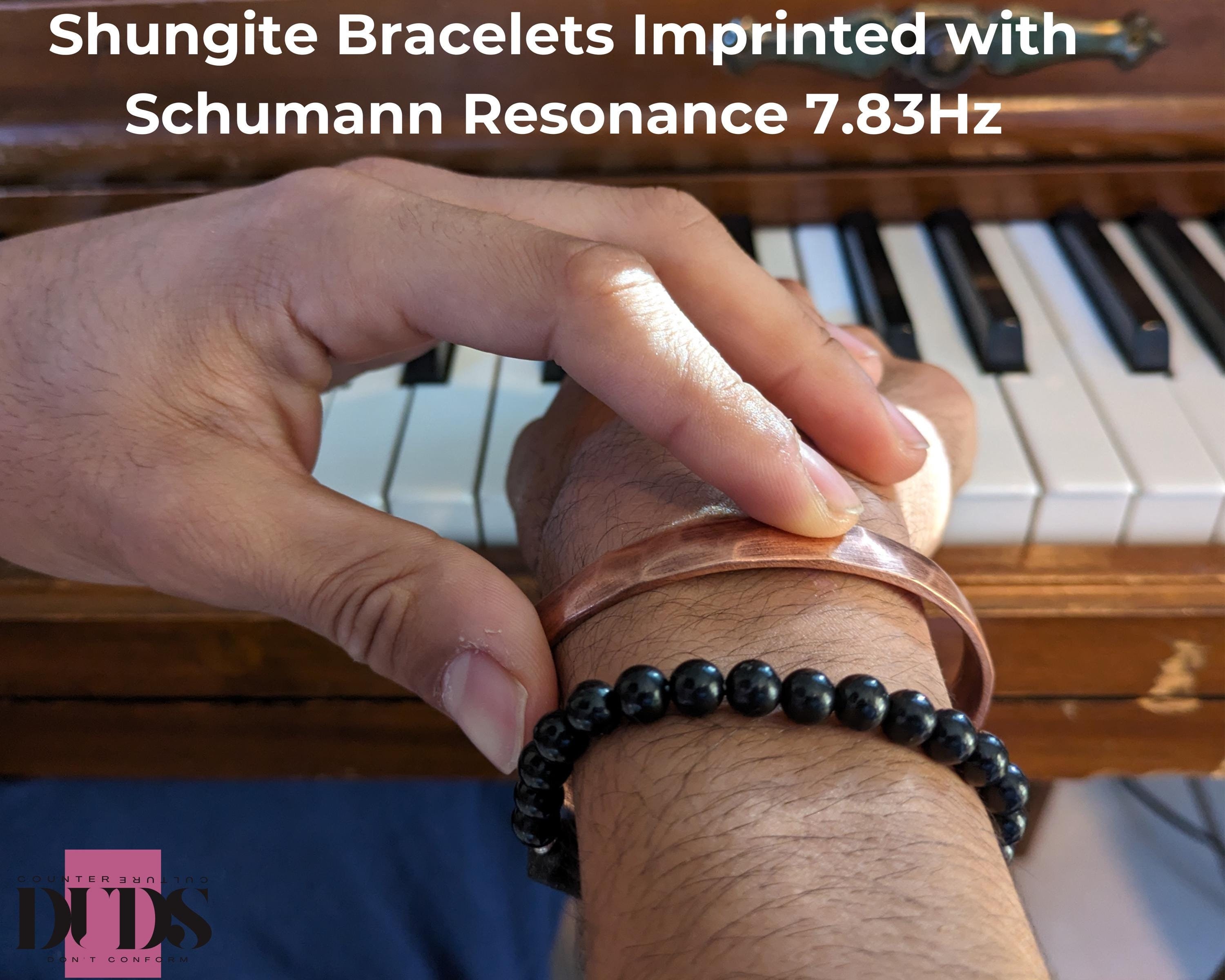 Shungite Schumann Resonance Bracelet, Energy Protection Hand